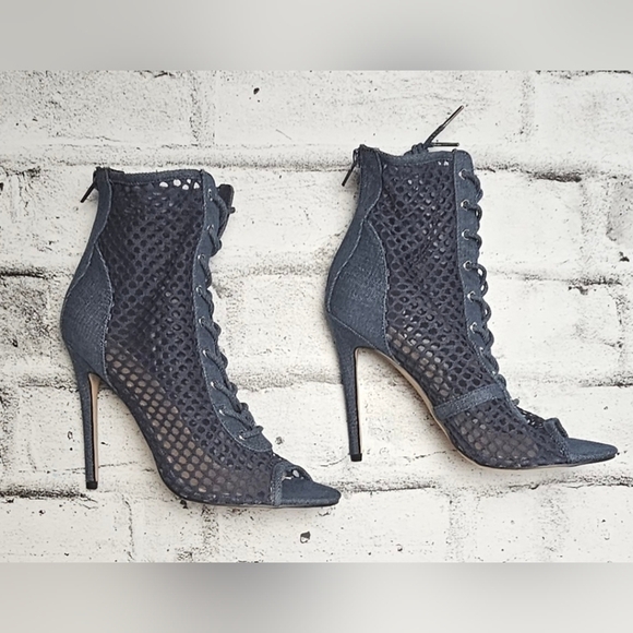 Shoe DAZZLED Caedance Peep Toe Denim Bootie - Picture 3 of 8